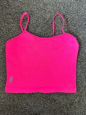 Free People Hot Pink Ribbed Crop Cami